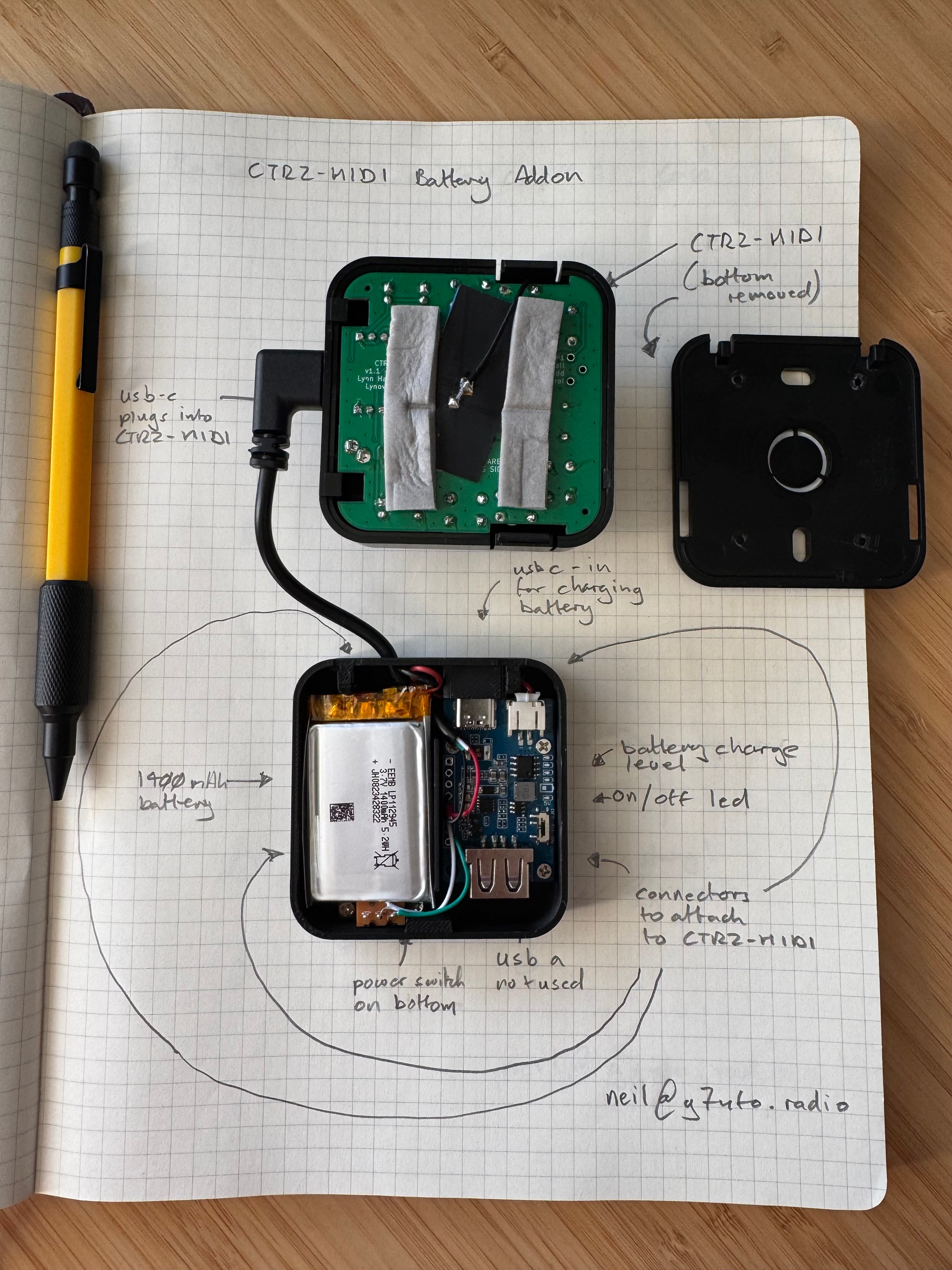 Battery add-on for the Lynovation CTR2-MIDI and CTR2-Micro