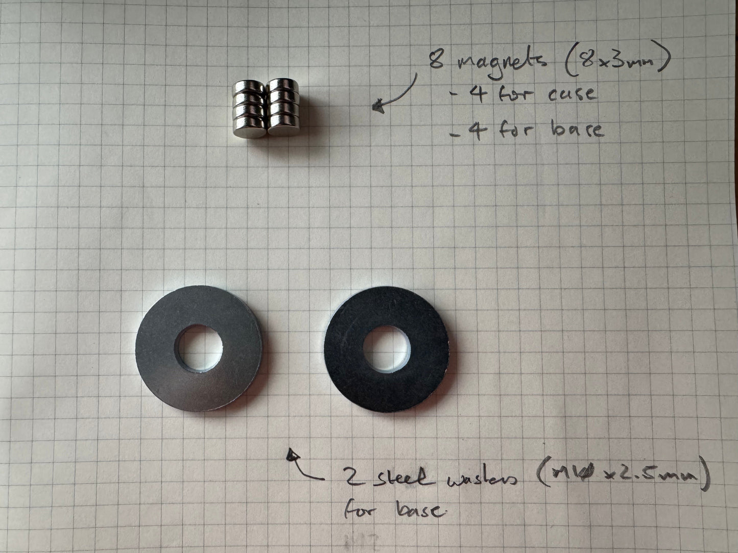 TP-III Case self build: Magnet and washer bundle